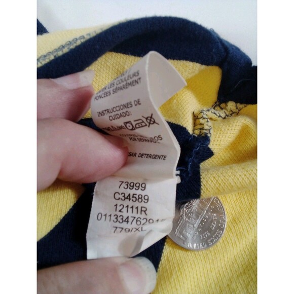 Men's Chaps Short Sleeve Yellow/Blue Stripes Size XL Polo Shirt - Picture 7 of 10